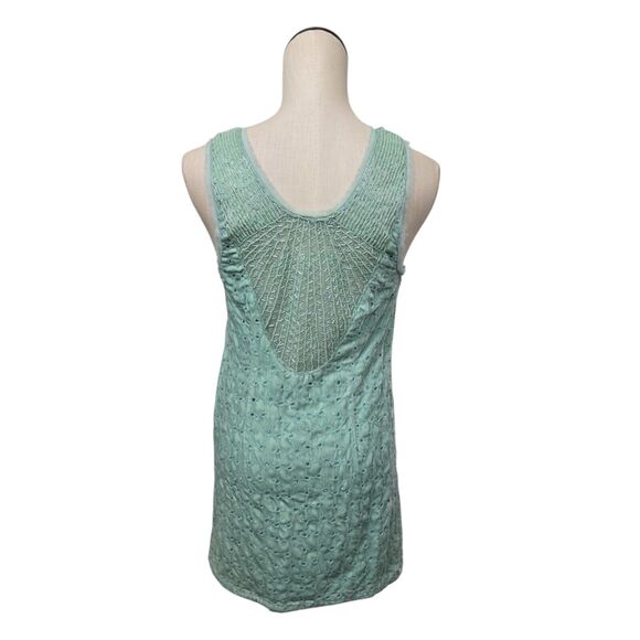 Free People Mint Velvet Beaded Sleeveless Mini Shift Dress Size 2 Pastel Green‎ - Picture 2 of 11